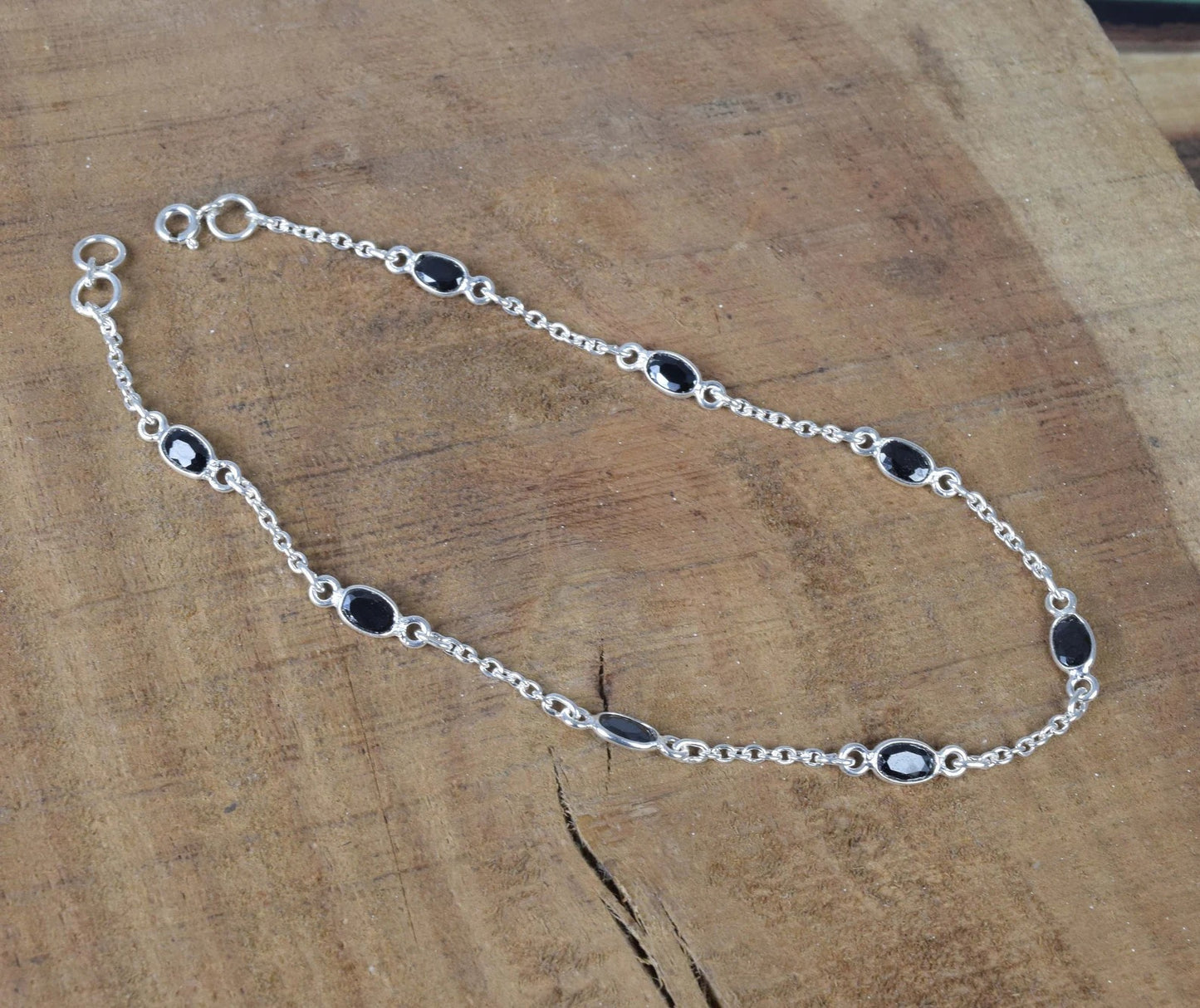 Black Onyx Anklet 925 Sterling Silver Anklet