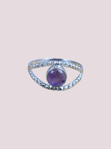 925 Sterling Silver Natural Gemstone Eye Ring