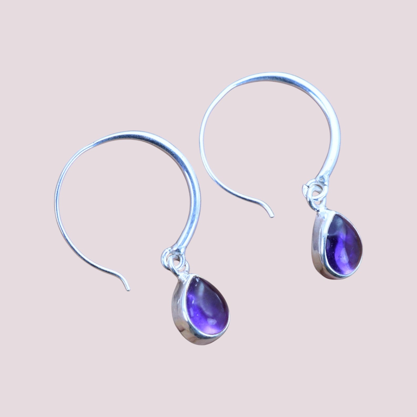 925 Sterling Silver Natural Gemstone Hoop Earring