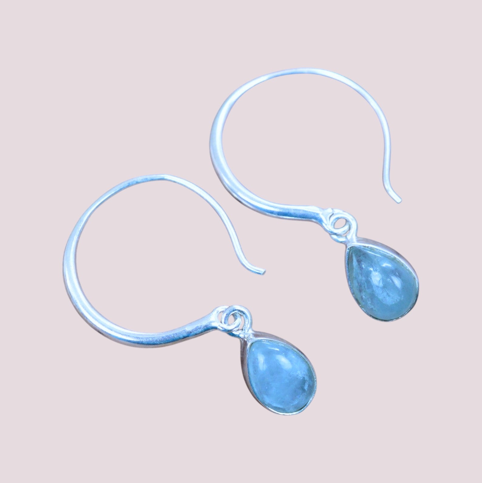 925 Sterling Silver Natural Gemstone Hoop Earring