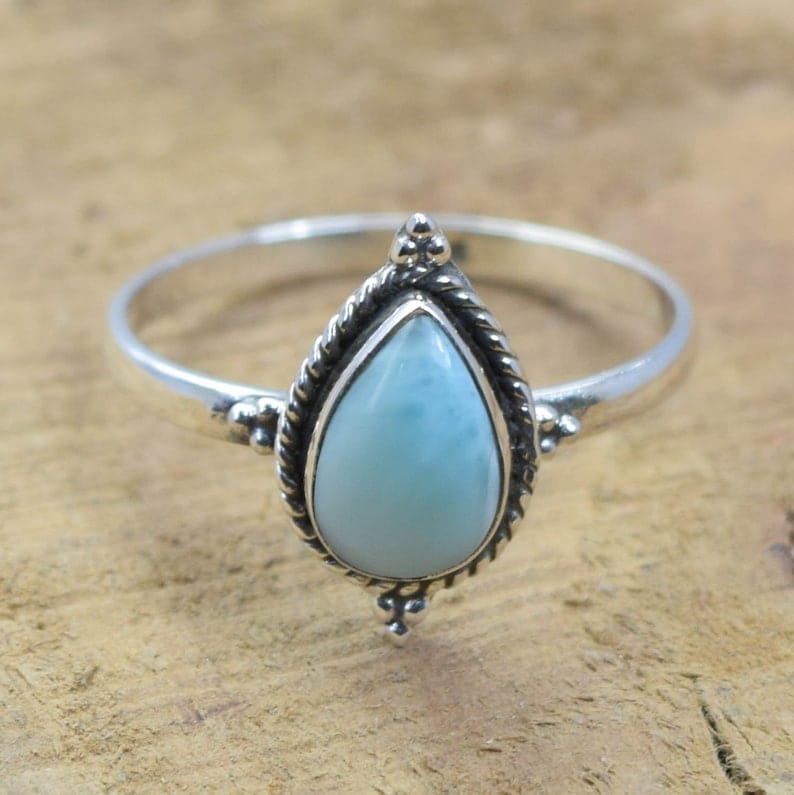 Kismet Blue Larimar 925 Sterling Silver Ring