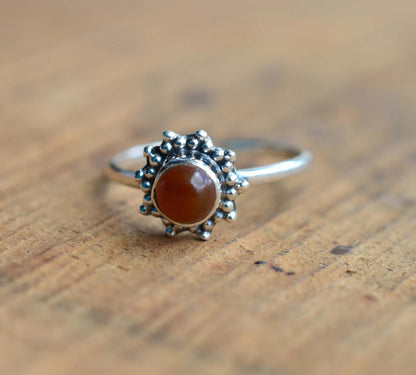 Red Carnelian 925 Sterling Silver Ring