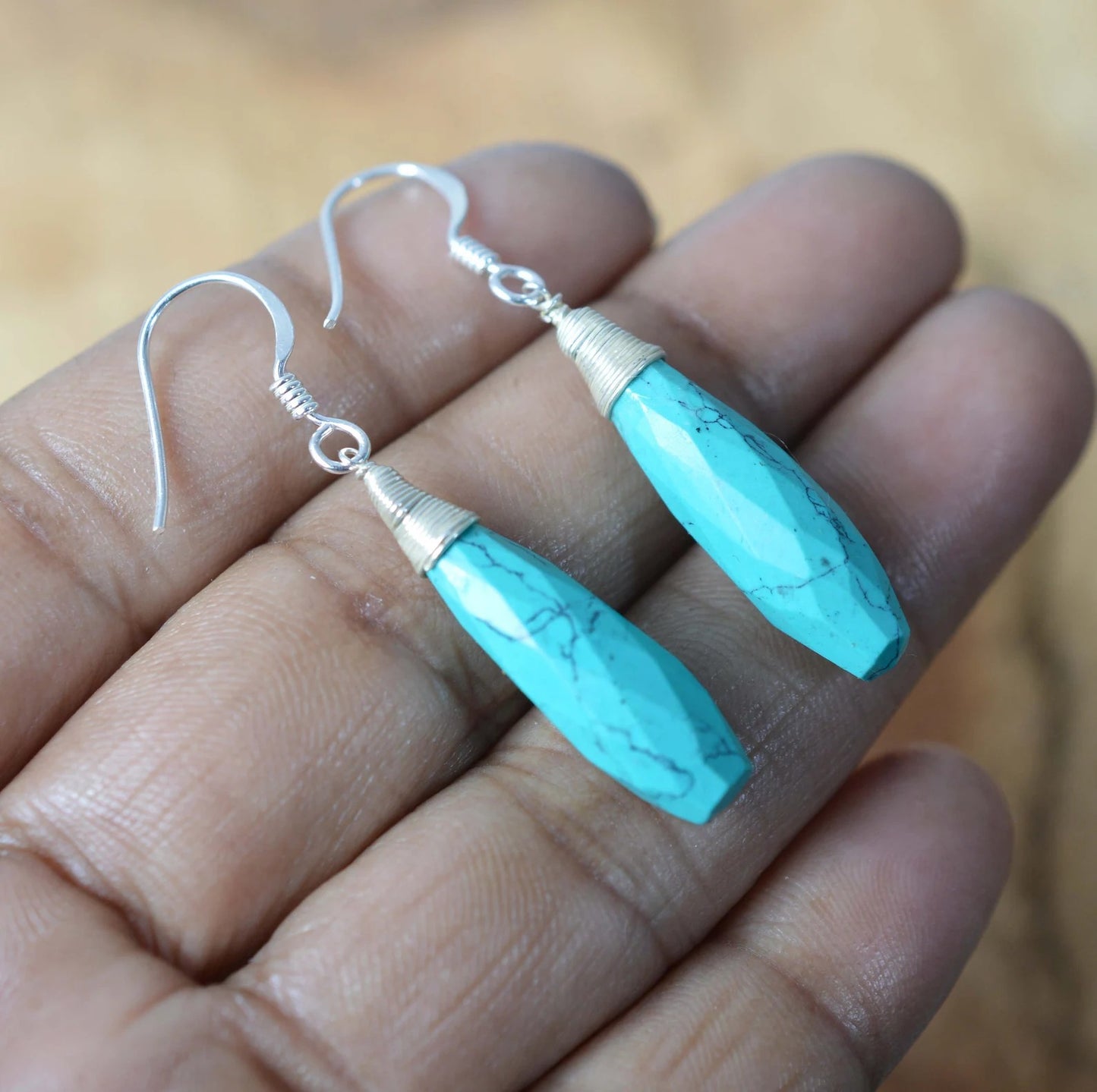 Blue Turquoise 925 Sterling Silver Earring