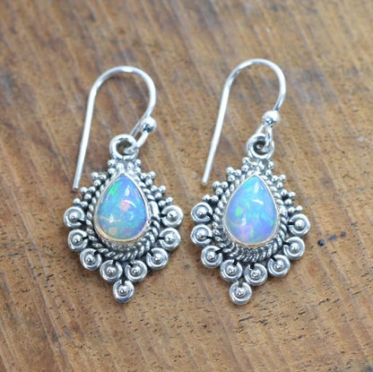 Ethiopian Opal Hook 925 Sterling Silver Earring