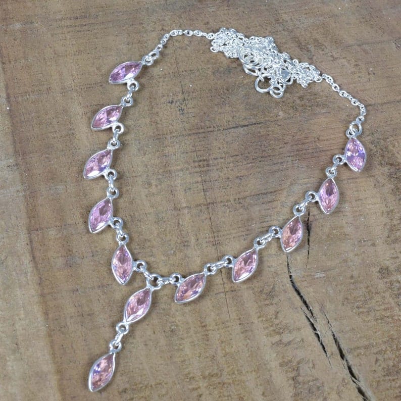 Pink Topaz 925 Sterling Silver Necklace