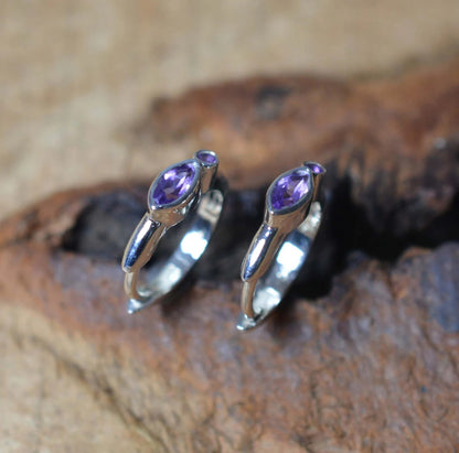 Purple Amethyst 925 Sterling Silver Hoop Earring