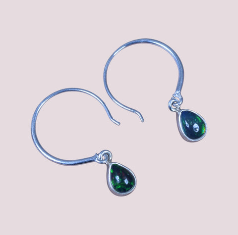 925 Sterling Silver Natural Gemstone Hoop Earring