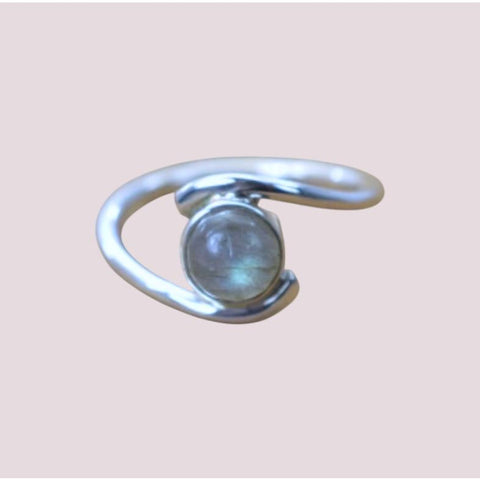 925 Sterling Silver Natural Gemstone Side Style Ring