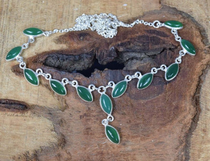 Green Onyx 925 Sterling Silver Necklace