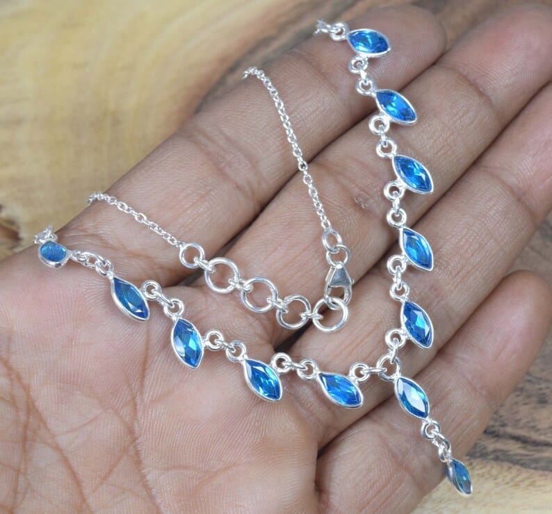 Blue Topaz 925 Sterling Silver Necklace