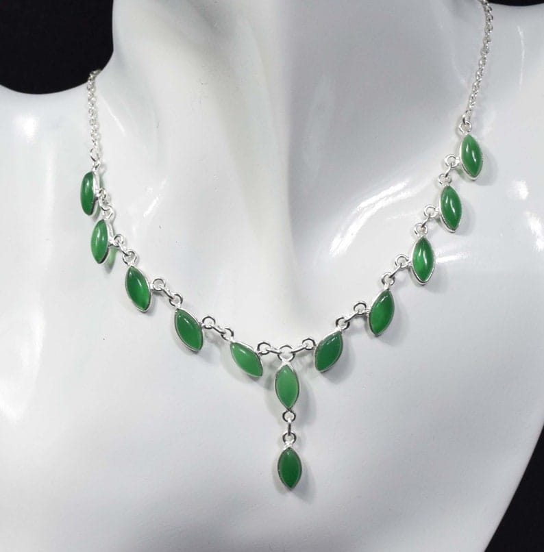 Green Onyx 925 Sterling Silver Necklace