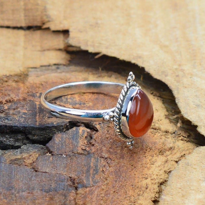 Kismet Red Carnelian 925 Sterling Silver Ring