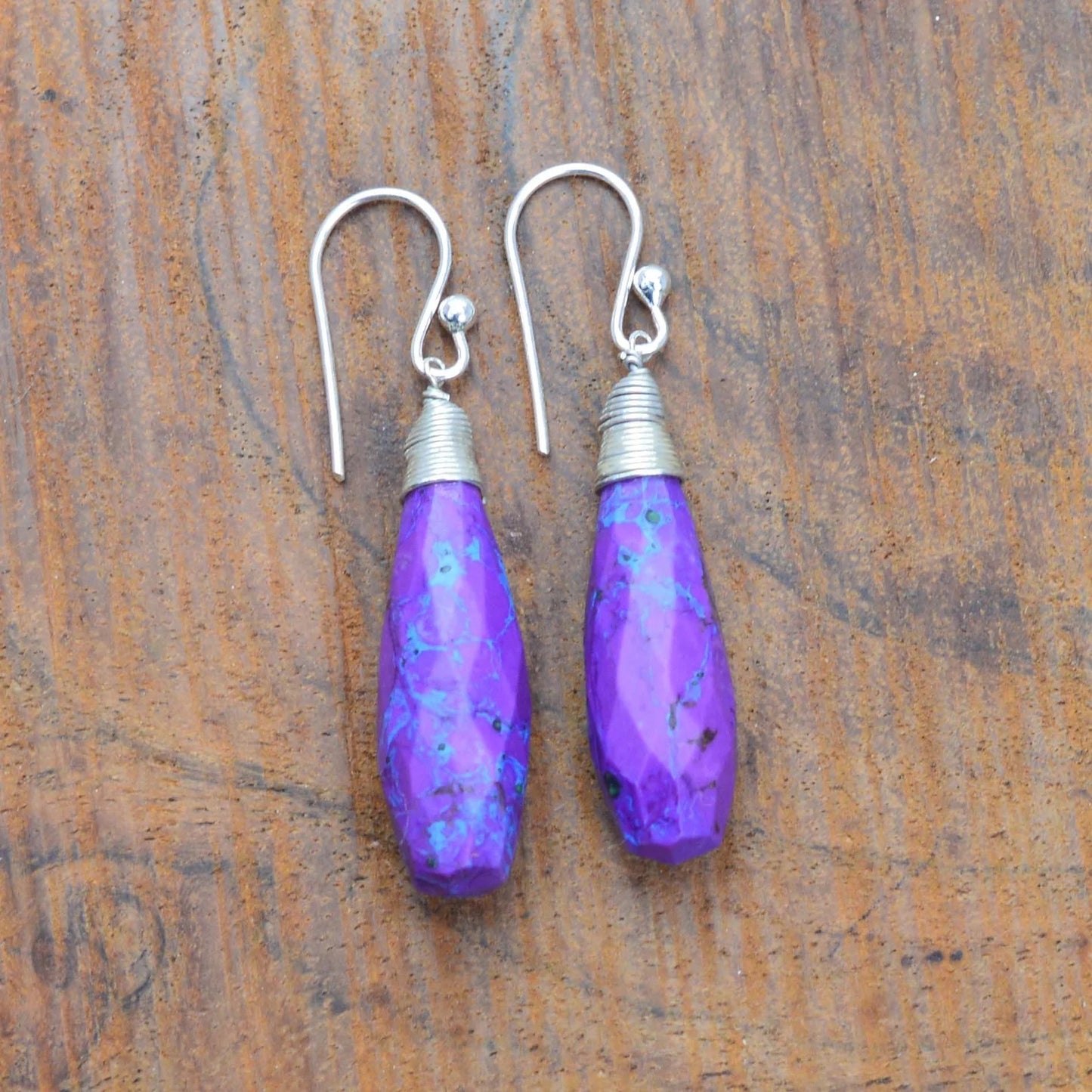 Purple Copper Turquoise 925 Sterling Silver Earring