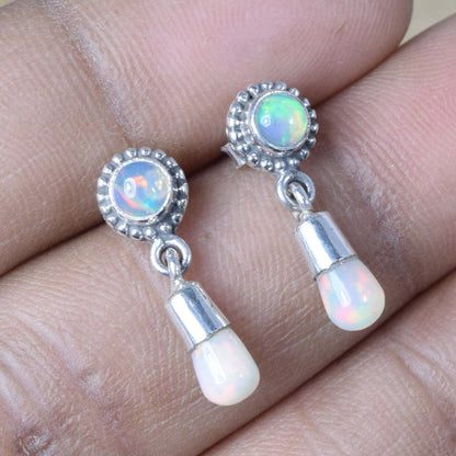 Ethiopian Opal 925 Sterling Silver Hook Earring