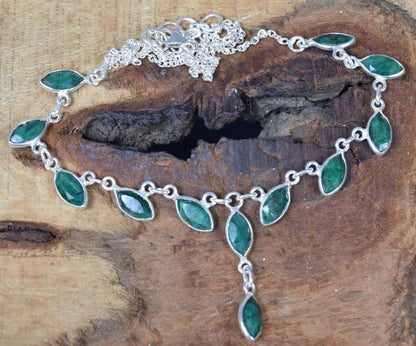 Green Emerald 925 Sterling Silver Necklace