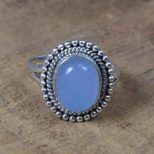 Blue Chalcedony 925 Sterling Silver Ring