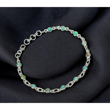 Natural Ethiopian Opal 925 Sterling Silver Natural Gemstone Bracelet