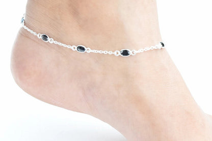 Black Onyx Anklet 925 Sterling Silver Anklet