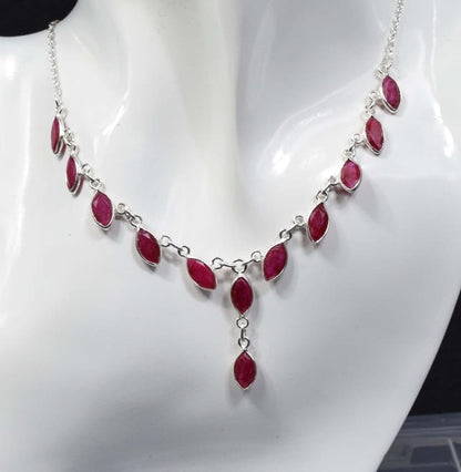 Red Ruby 925 Sterling Silver Necklace