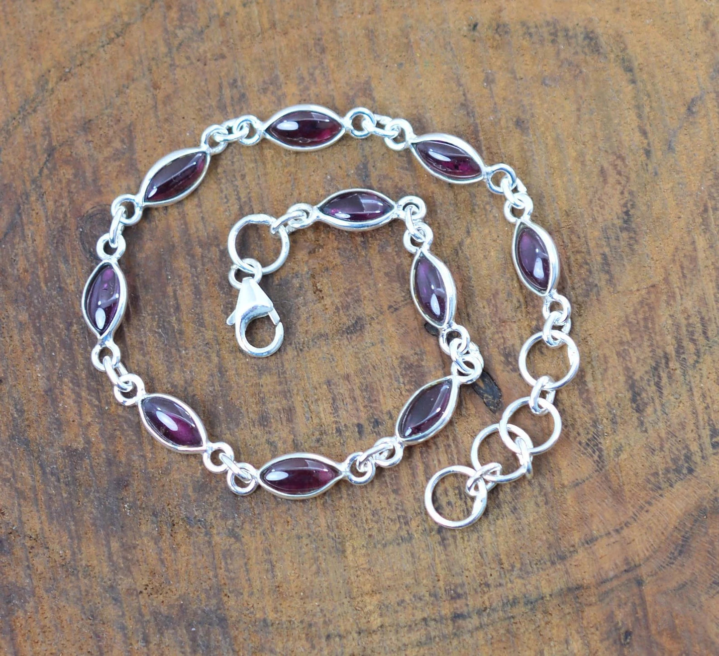 Red Garnet 925 Sterling Silver Bracelet