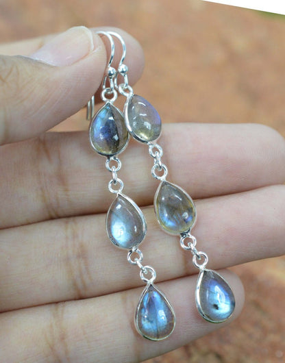 Labradorite Hook 925 Sterling Silver Earring