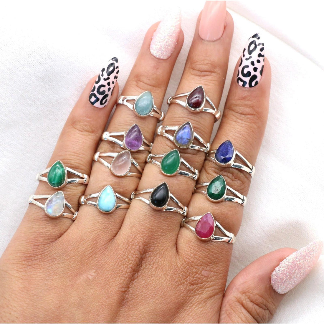 925 Sterling Silver Natural Gemstone Ring