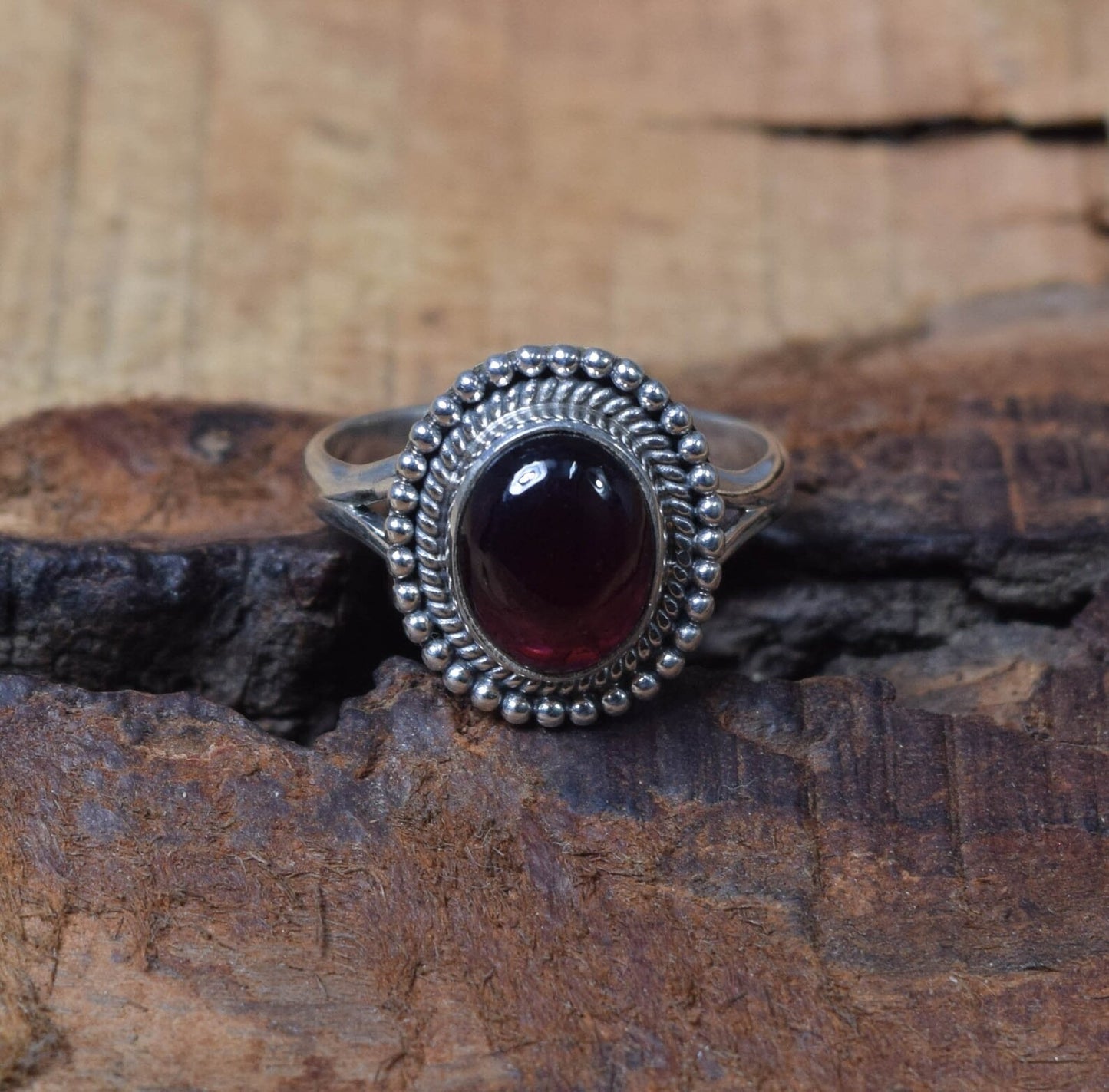 Red Garnet 925 Sterling Silver Ring