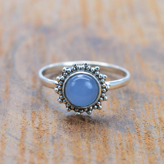 Blue Chalcedony 925 Sterling Silver Ring