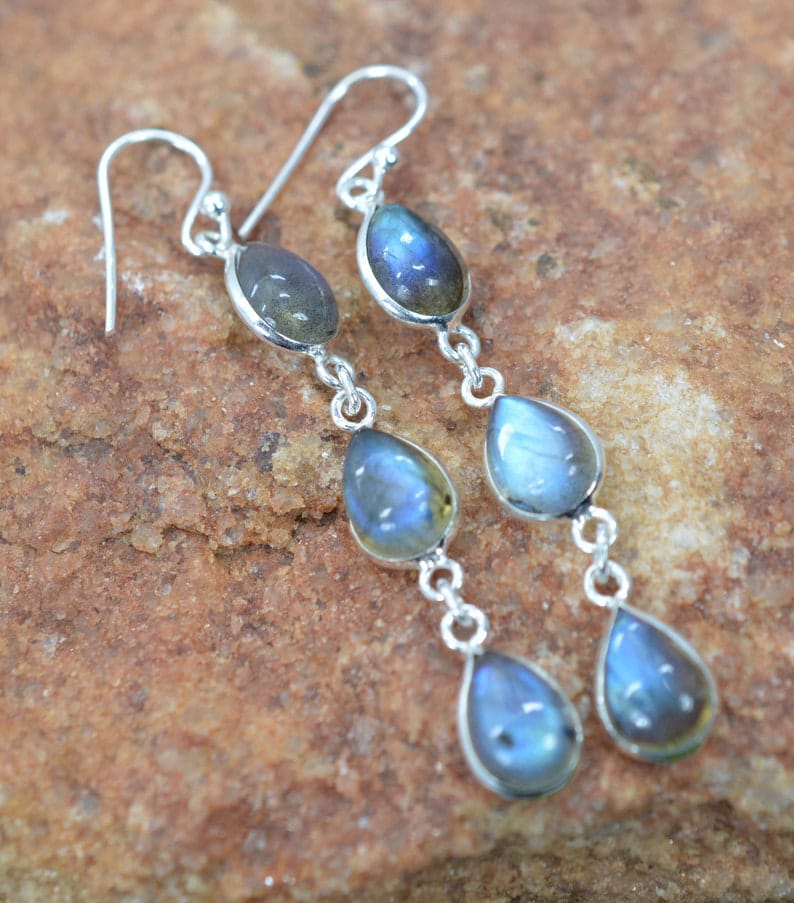 Labradorite Hook 925 Sterling Silver Earring