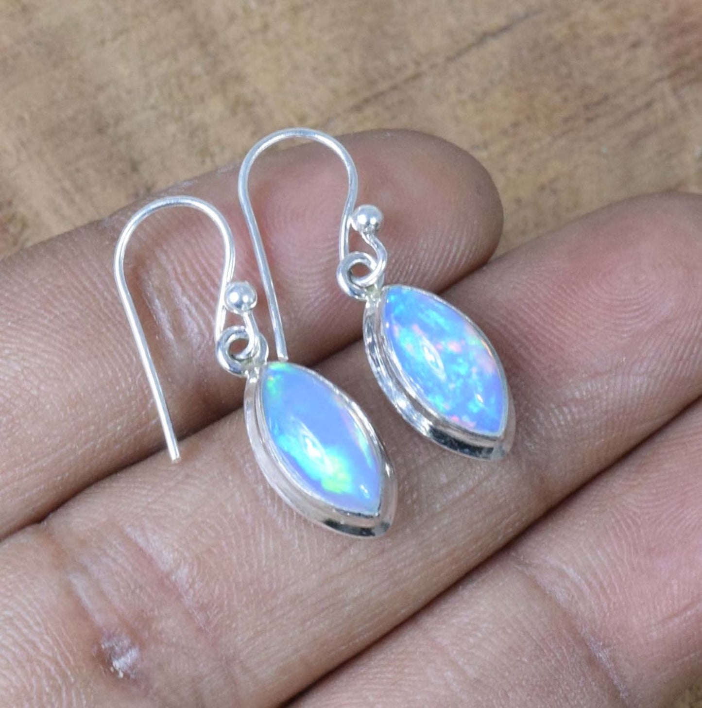 Ethiopian Opal 925 Sterling Silver Hook Earring