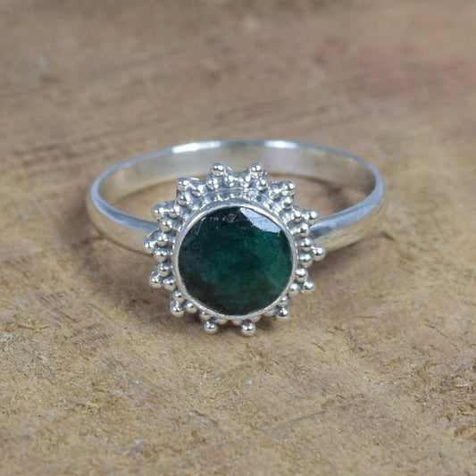 Green Emerald 925 Sterling Silver Ring