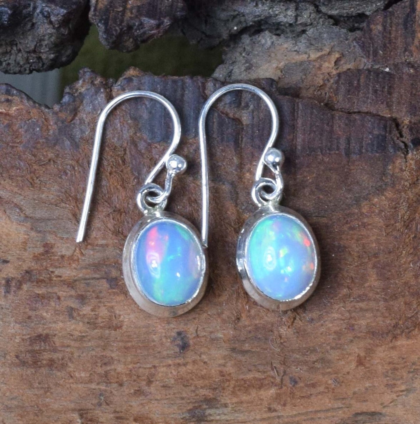 Ethiopian Opal 925 Sterling Silver Hook Earring