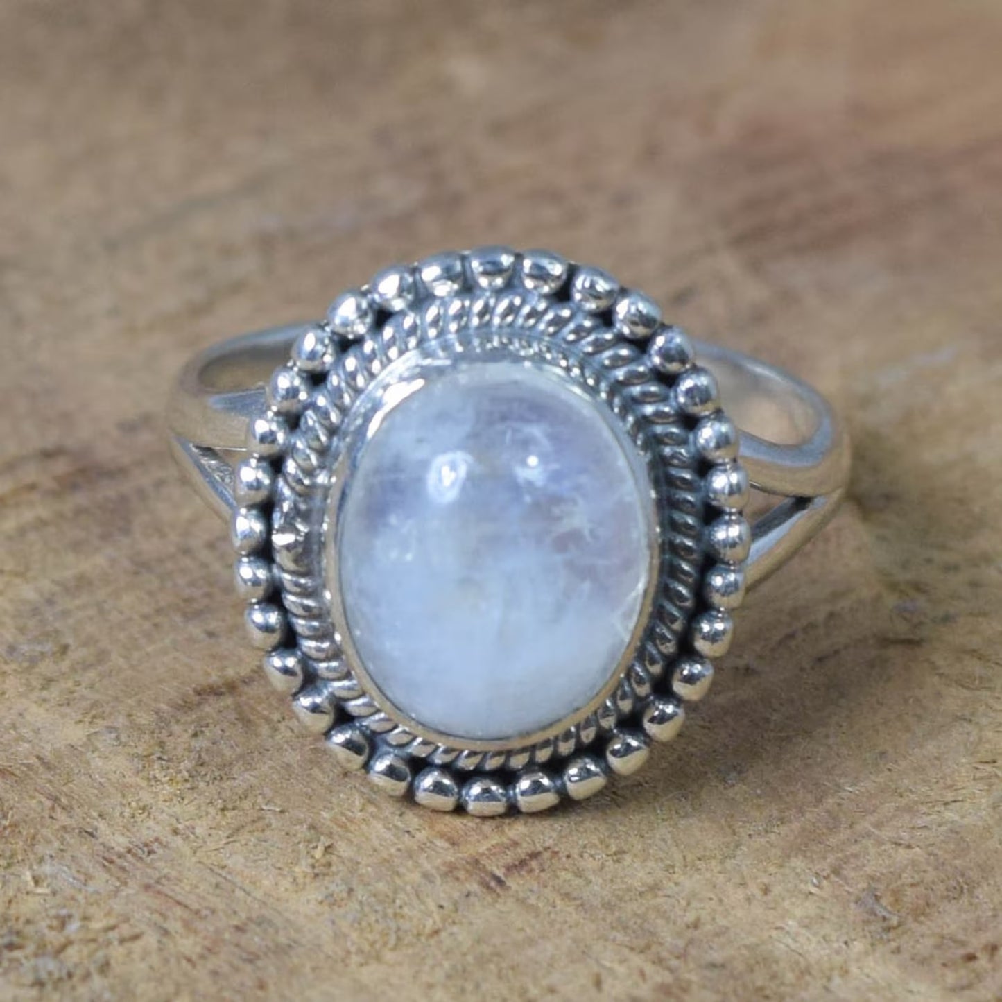 White Rainbow Moonstone 925 Sterling Silver Ring