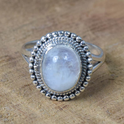 White Rainbow Moonstone 925 Sterling Silver Ring