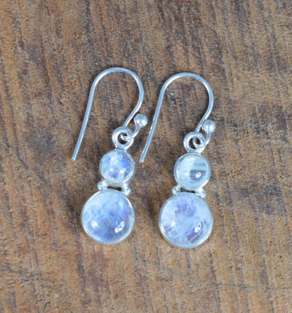 White Rainbow Moonstone 925 Sterling Silver Earring