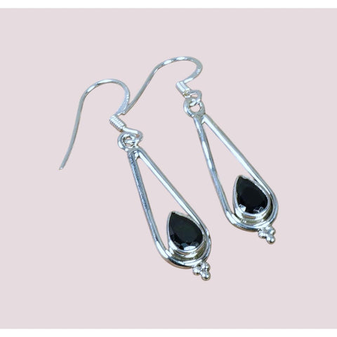 925 Sterling Silver Faceted Natural Gemstone Hook Earring