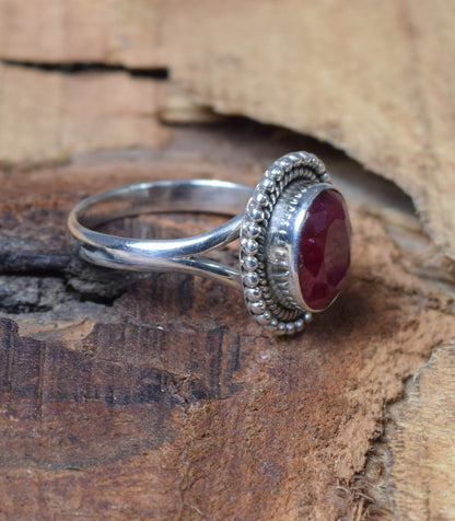 Red Ruby 925 Sterling Silver Ring