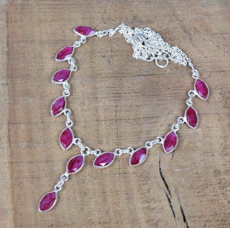 Red Ruby 925 Sterling Silver Necklace