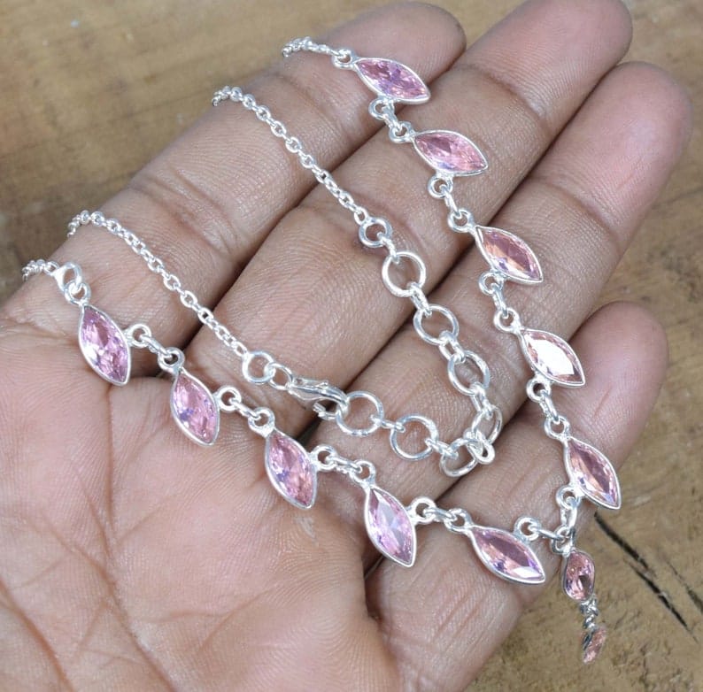 Pink Topaz 925 Sterling Silver Necklace