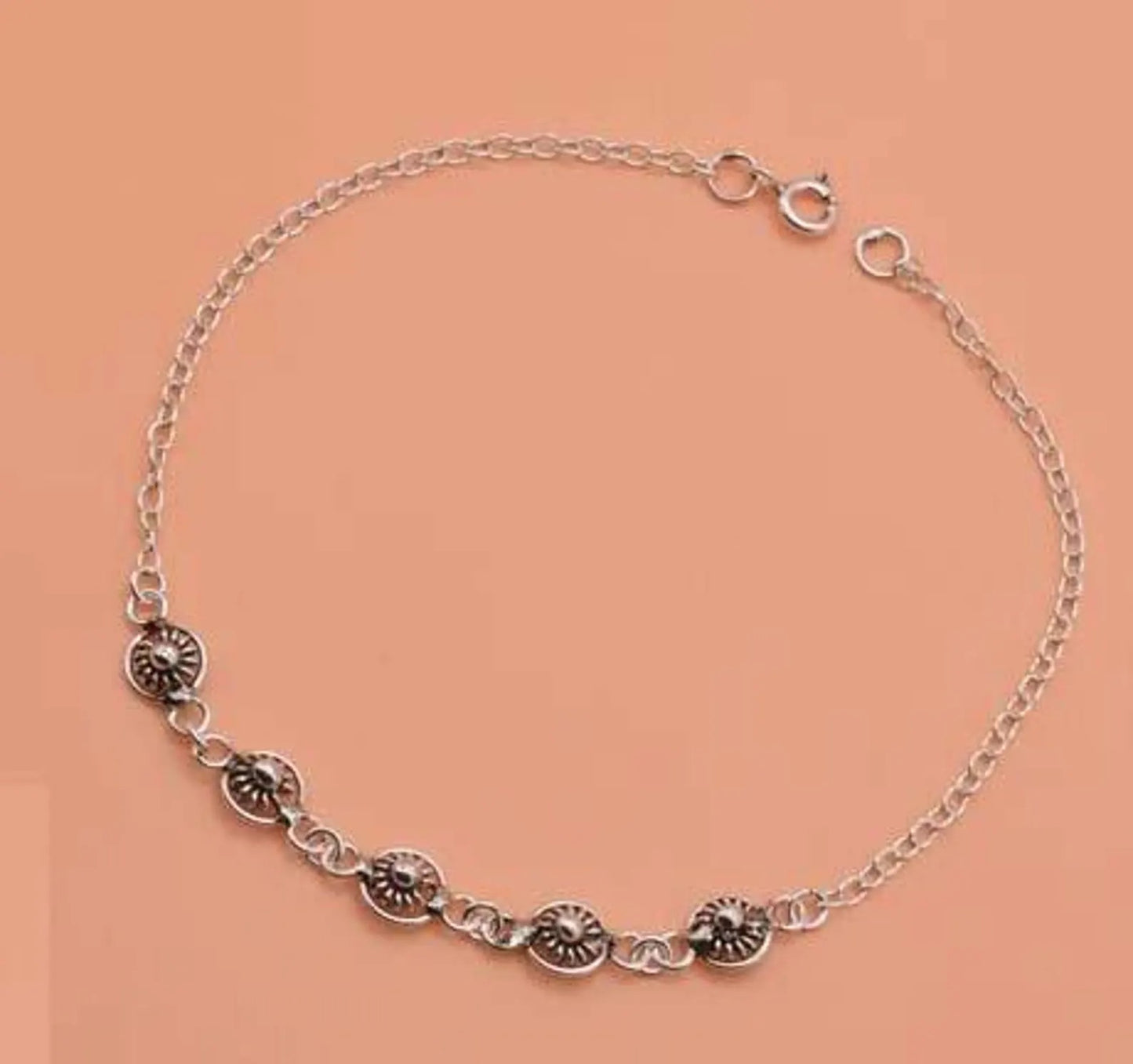 Silver Anklet Hand Beads Sparkling Ball Plain Anklet 925 Sterling Silver Anklet