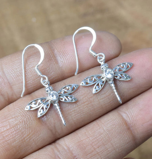 White Topaz 925 Sterling Silver Hook Earring