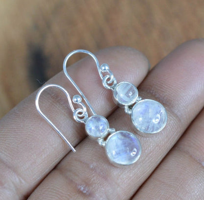 White Rainbow Moonstone 925 Sterling Silver Earring