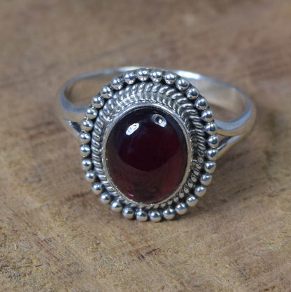 Red Garnet 925 Sterling Silver Ring