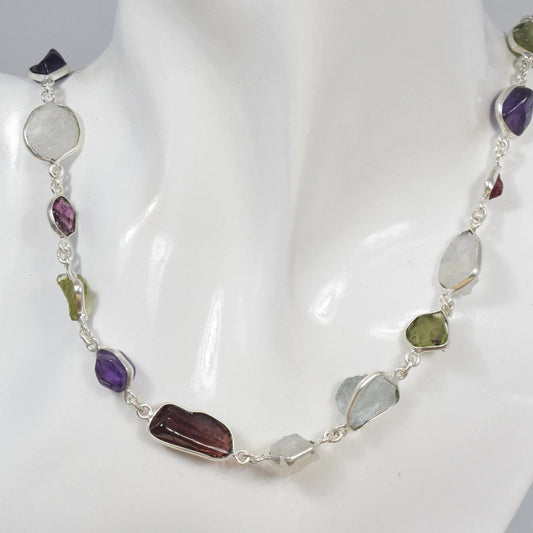 Rough Purple Amethyst 925 Sterling Silver Necklace