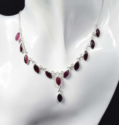 Red Garnet 925 Sterling Silver Necklace