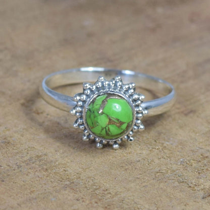 Green Copper Turquoise 925 Sterling Silver Ring