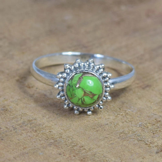 Green Copper Turquoise 925 Sterling Silver Ring