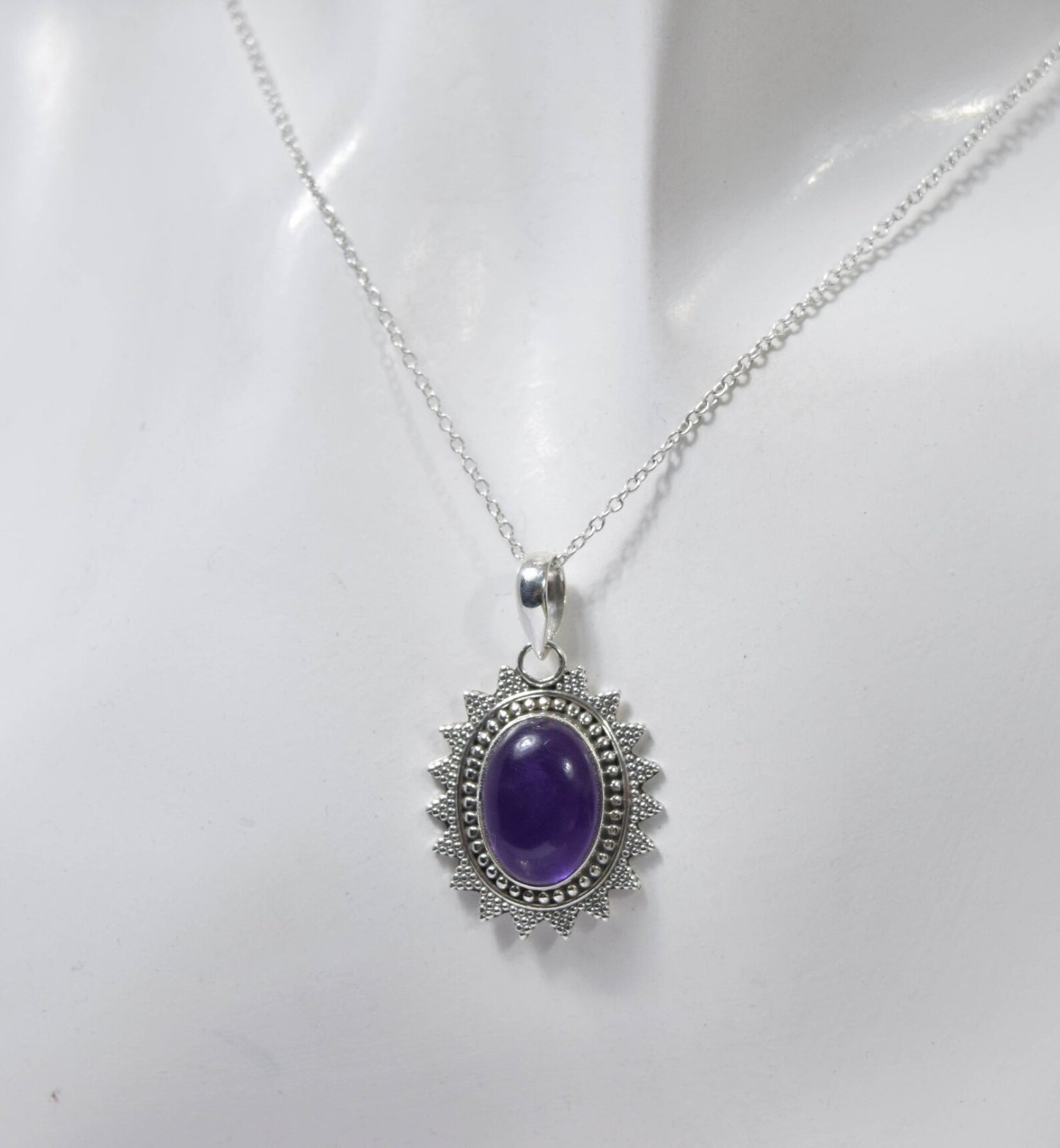 Purple Amethyst 925 Sterling Silver Chain Pendant