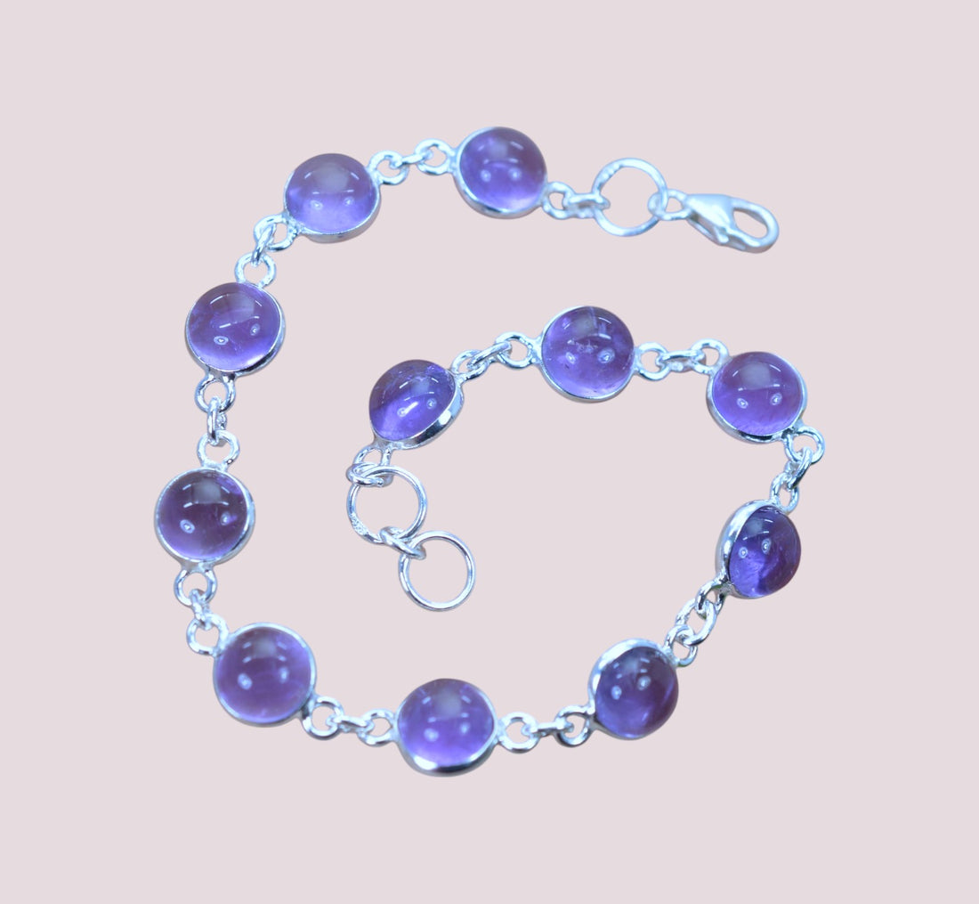 925 Sterling Silver Natural Gemstone Adjustable Bracelet