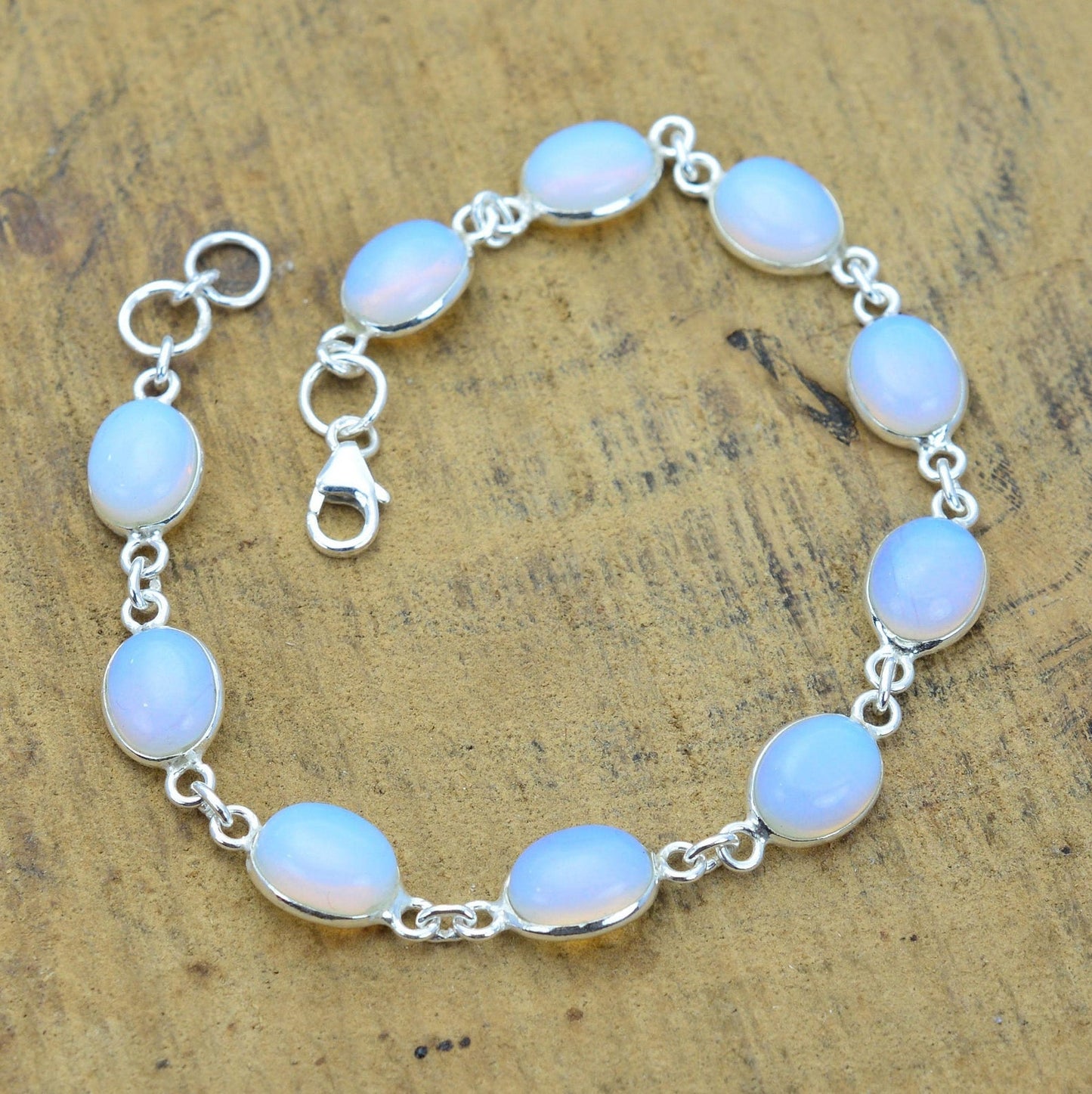 Milky Opalite 925 Sterling Silver Opalite Jewelry Adjustable Bracelet